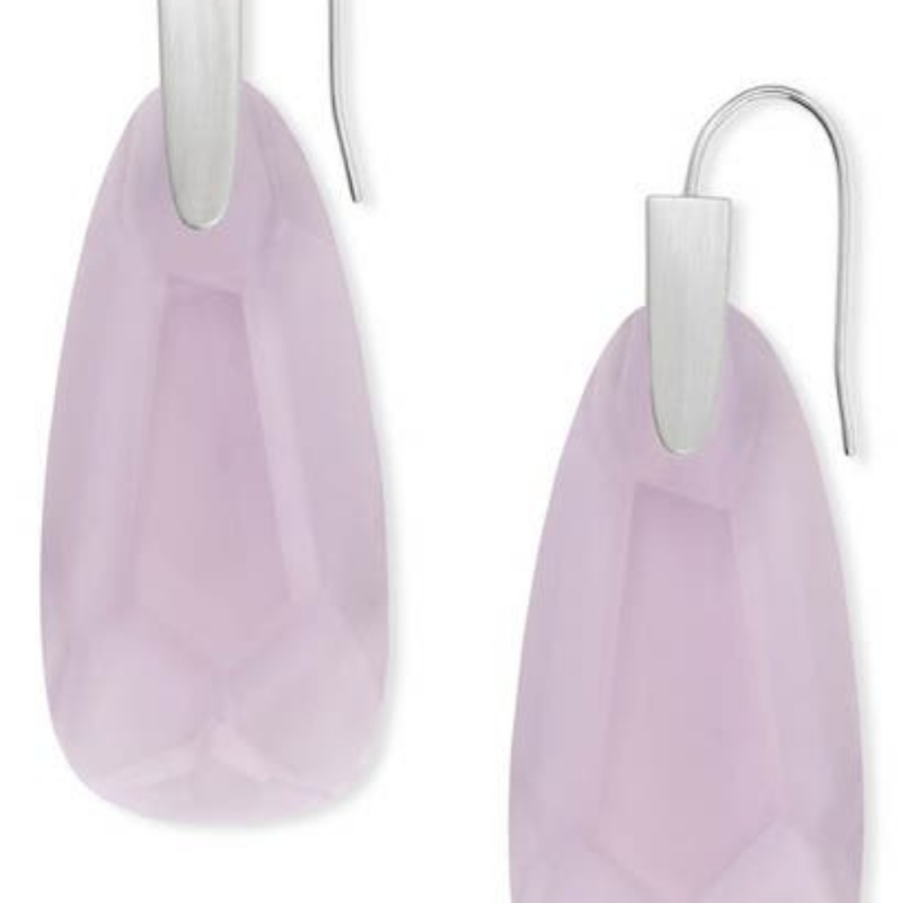 NEW Kendra Scott Maize Drop Earrings in Rhodium Clear Violet - Picture 3 of 6